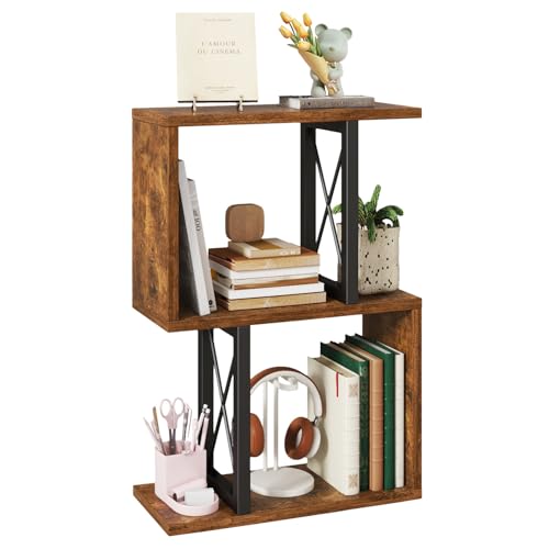 IBUYKE Desktop Bookshelf, 3-Tier Table Bookcase Shelves Storage...