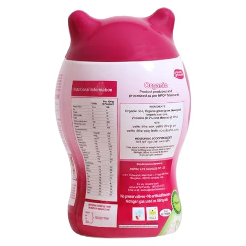 Image of British Life Sciences Mum's Care Baby Cereal | Rice & Moongdal Cereal | Certified Organic Ingredients | From 6 Month Onwards | Infant Cereal | Protein, Calcium & Iron for Babies | Easy to Digest | Rich in Fibre | 400 gm