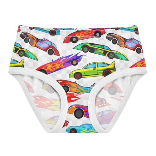 Joisal Cotton Girls Underwear Toddlers Colorful Cartoon Race Cars Little Girl Panties Funny Underpants Briefs 2t