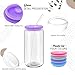 20 Pack Drinking Glass Cups with Acrylic Lids and Glass Straw Beer Can Shaped Drinking Glasses Cups, Glass Tumbler Reusable Cute Cups for Whiskey, Iced Coffee, Tea, Soda, Cocktail, Gift, Clear 16oz