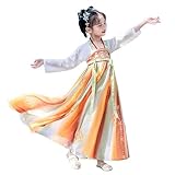 Kids Chinese Fairy Princess Costume Flower Embroidery Ruqun Hanfu Dress (1008# Spring Flower, 130)