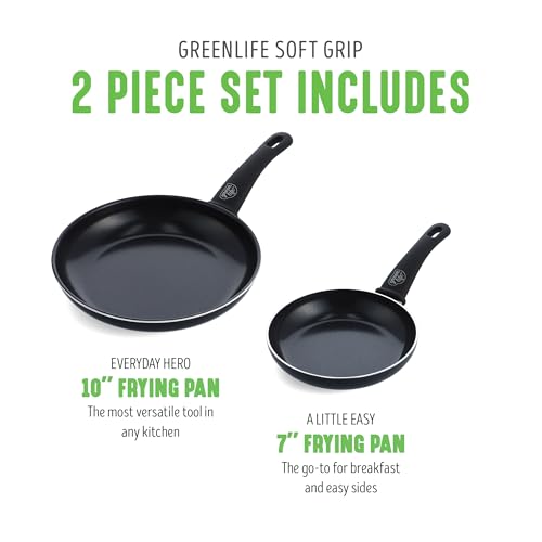Greenlife CC003470-001 Soft Grip Healthy Ceramic Nonstick 7 Inch And 10 Inch Frying Pan Set, Pfas & Pfoa-Free, Dishwasher Safe, Egg Omelet Skillet thumb #2