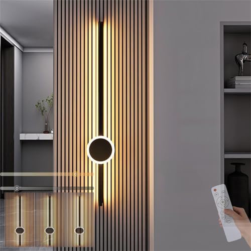 Lámpara de pared de salón LED regulable de aluminio negro 1m