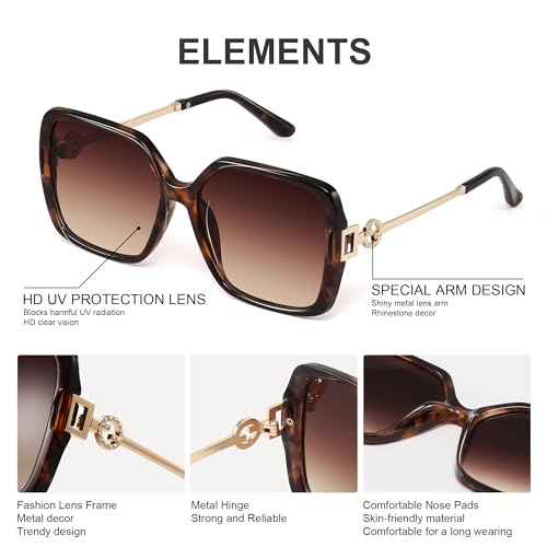 Vintage Square Oversized Sunglasses Womens Mens, Retro Designer Style Shades UV Protection Sun Glasses4