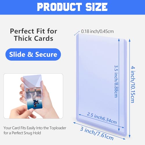 Image of DEDC 20 Top Loader Thick Card Load Holder Storage for Trading Cards Sports Sleeves Hard Plastic 180 Point Protective Toploaders 3 inchx4 inch Rigid Memorabilia Collectibles
