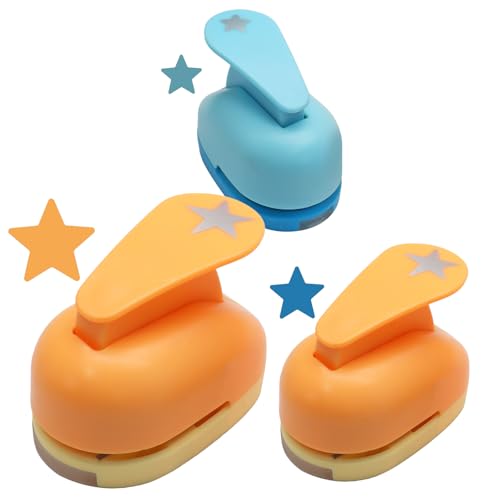 Luomorgo 3 Pcs Star Hole Punch Set (1 5/8 5/16 Inch) - Multi-Size Paper Punch for Scrapbooking Card Making Journals Photo Albums & Office Supplies