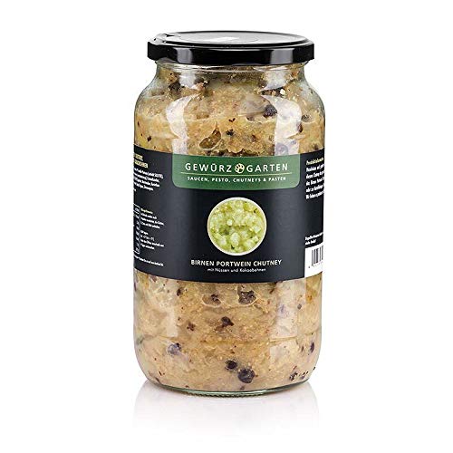 Gewürzgarten Birnen Portwein Chutney, mit Nüssen, Ingwer und Kakaobohnen, 900 ml