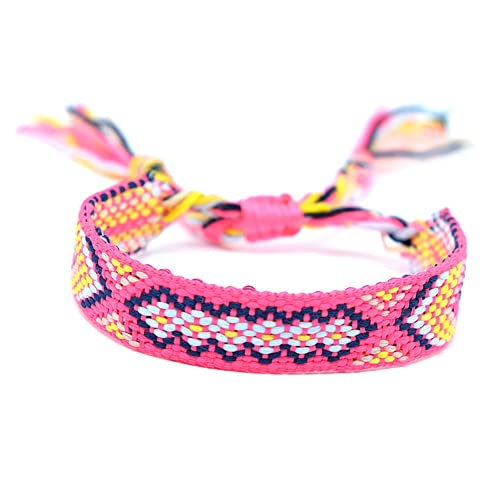 Akfsinsb Embroidered Braided Friendship Wrap Bracelets, Adjustable Friendship Couples Pink Bracelets For Women Girls Valentine's Day Gift #TOP8