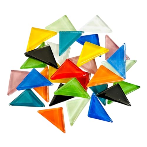 CRAFT BASKET® Assorted Colours Glass Mosaic Tiles (20 Variations) (All Packs: 100 g,200 g,400 g,1 kg), DIY Mosaic Art, Decoration, Crystal Glass Mosaic Tiles (Glossy Triangle, 1 kg)