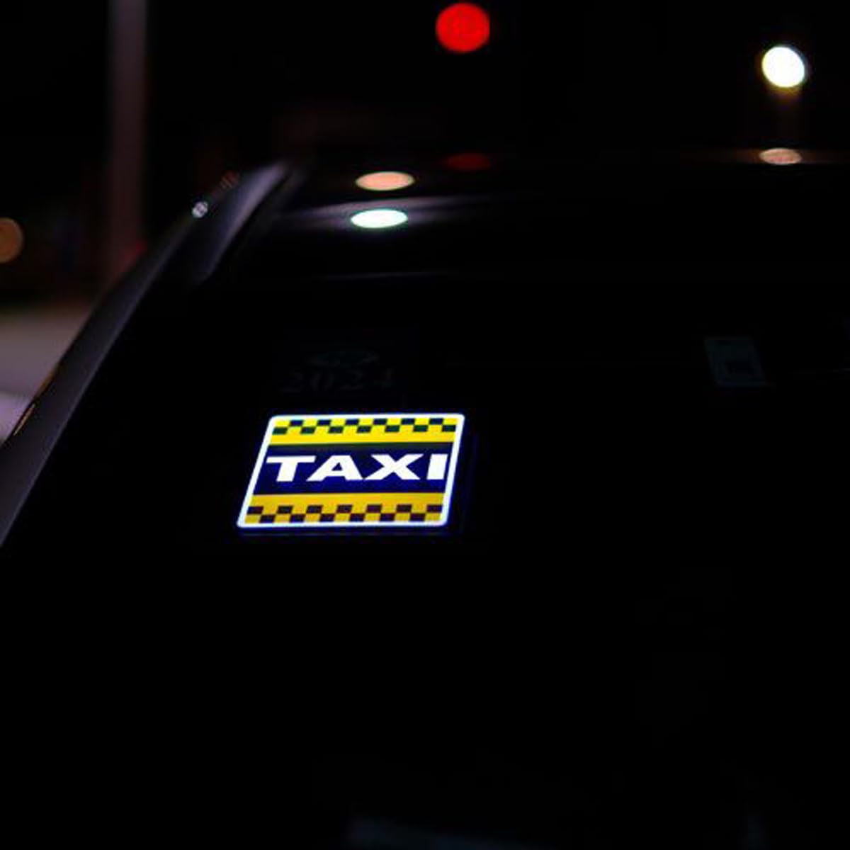 TAXI SIGN - Calcomanías de señal de coche con luz LED brillante para servicio de entrega de alimentos recargable extraíble con soporte de montaje y funcionamiento inalámbrico de 12 horas