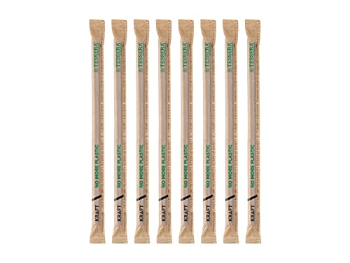 Tessera Bio Products Q0821KSFSC - Pajita de papel rígida, recta, 1/1 embalado, fuerza, 0,8 cm de diámetro, 21 cm de longitud, 500 unidades