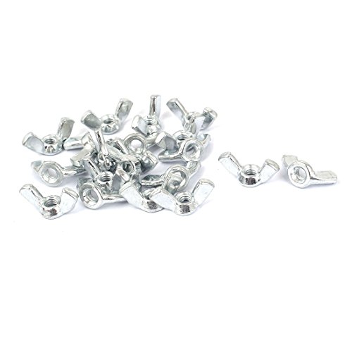 Aexit 3/16' 'x 24 Rosca hembra Mariposa Tuercas Alas Tono (model: L4715IIVI-9521MQ) plateado 20 piezas