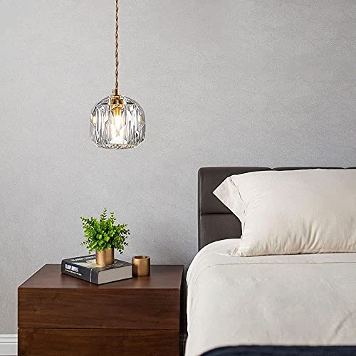 Lámpara colgante de latón con cristal LED y cable ajustable para hogar 6