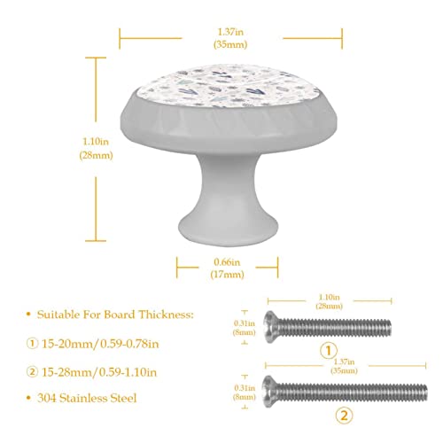 Boutons de tiroir branche de pin d'hiver bouton meuble verre fluorescent blanc