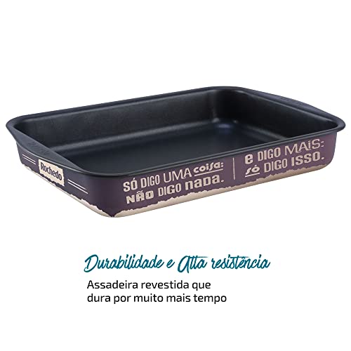 Assadeira Retangular Antiaderente Decorada 37,3x25,4m Viva Rochedo Sabores