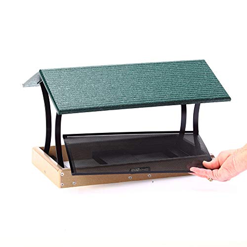 Birds Choice SNFT-300 Fly-Thru Feeder, Recycled Pole Mounted Bird Feeder, Large, Taupe/Green - Image 3