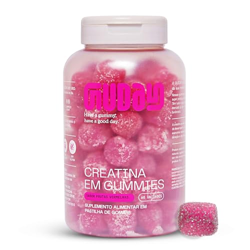 Guday Creatina Monoidratada em Gummies 60 Gomas Sabor Frutas Vermelhas – Suplementação Prática e Refrescante para Sua Rotina de Treinos