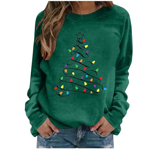 Weihnachtspullover Damen Casual Locker Weihnachtenpulli...