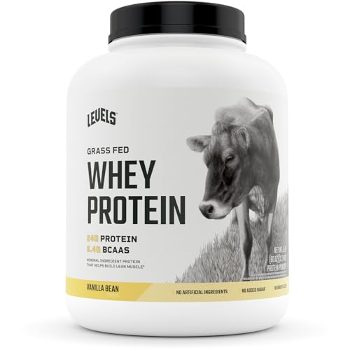 Levels Grass Fed Whey Protein Powder, No Artificials, 24G of Protein, Vanilla Bean, 5LB