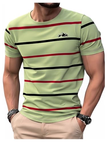 Image of RoseSeek Men's Color Block Short Sleeve Tee Shirts Casual Crewneck T Shirt Trendy Summer Tops