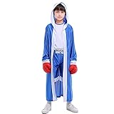 YEMYIQZ Boxing Costume For Kids Boy Hooded Robe Short Jumpsuit Halloween Costume Cosplay Boxer Fancy Dress Party