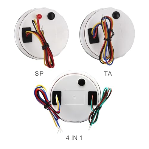 MOTOR METER RACING W PRO Series 3 Gauge Set 110mm 4-3/8\" GPS Speedometer, Tachometer & 4 in 1 Multi-Function Volt, Fuel Level, Water Temperature & Oil Pressure Black Dial White LED for Car, Boat