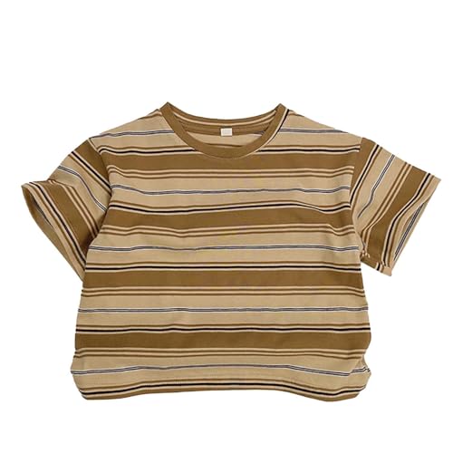 Toddler Oversized T-Shirt Boys Striped Short Sleeve Casual Round Neck Teens Tunic Tops Comfy Graphic Trip Tops