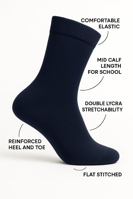 Image of Wens Plain Dark Socks for Girls, Boys, Kids & Men of All Ages (Pack of 3) | Heavy Elastic, Streachable & Comfortable Fit
