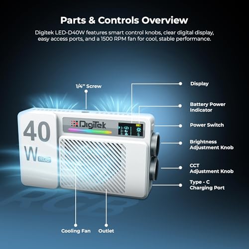 Image of Digitek LED Video Light Studio, for YouTube Video, Product Photography, Makeup Shoot and More (LED-D40W RGB)