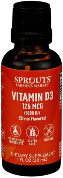 Sprouts D3 5000 UI Gotas Líquidas de Aceite MCT Cítrico - 1 oz líquida