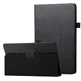 Leather Tablet Case Compatible with Samsung Tab S4 10.5 Inch Tablet SM-T830/T835/T837 Slim Folding Stand Folio Protector Shockproof Back Rugged Cover with Holder (Black)