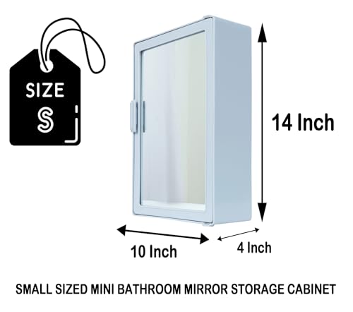 Image of PGen Plastic Small Size Mini Rectangular Shape Wall Mounted Mirror Storage Cabinet Organiser Shelf For Bathroom Kitchen Washbasin Dressing Room (Grey)