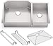 KOHLER K-5282-NA Strive 35-1/2" x 20-1/4" x 9-5/16" Undermount Double-Bowl Kitchen Sink with Basin -Rack, X-Large/Medium, Stainless Steel