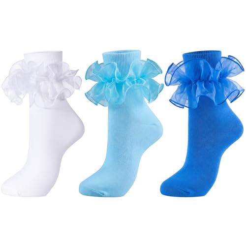 Image of Dicry Socks for Women, Big Ruffle Socks with Turn Cuff and Double Lace