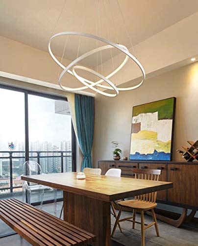 Lustre LED 75W suspension moderne 3 anneaux blanc pour éclairage de salle à manger 20 40 60cm