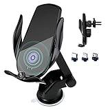 Wireless Car Charger,15W Fast Charging, Phone Holder Mount, Auto Clamping, Phone Mount Phone Holder for iPhone 14 13 12 11, Samsung Galaxy S23+ S22, etc