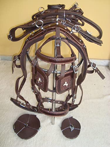 SHOWMEN CRAFT Brown Synthetic patent Nylon Driving harness With Designer patch work on all In 4 Size (Cob)