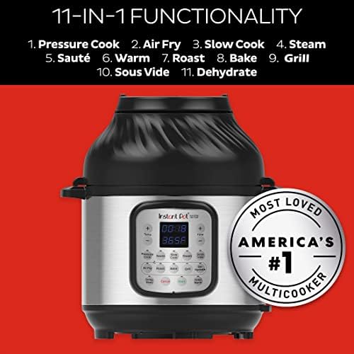 Instant Pot Duo Crisp + Air Fryer 11-in-1 Electric Multi-Cooker, 5.7L - Air Fryer, Slow Cooker, Steamer, Sous Vide Machine, Dehydrator with Grill, Food Warmer & Baking Functions, Silver