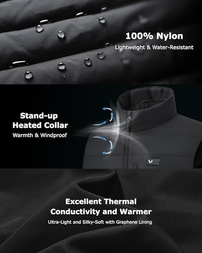 Venustas Men’s 12V Dual-Control Heated Vest with Battery, Durable Quilted Heated Clothing for Winter Work & Outdoor Use4