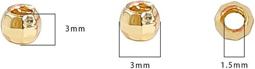 Miniatura 2 de Cuentas espaciadoras redondas láser chapadas en oro de 14 quilates, 0.118 x 0.118 in, 50 unidades para hacer joyas, no se deslustran