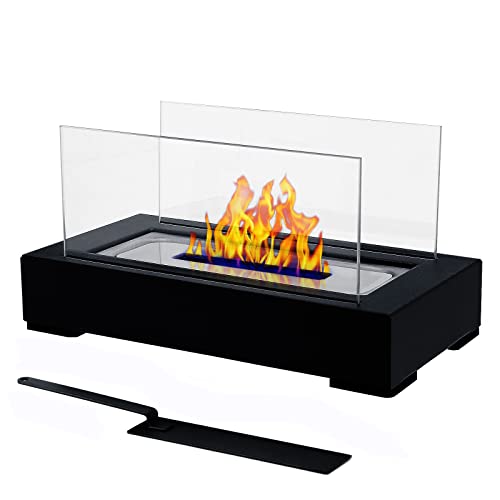 Cheminée de Table au bioéthanol, cheminée de Table Portable avec Aide à l'extinction, pour l'intérieur et l'extérieur, feu décoratif de Table | Le Noir Cover
