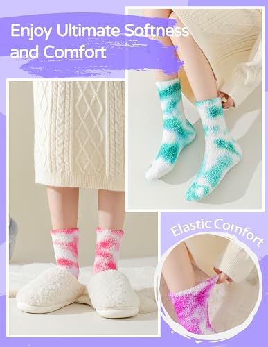 Christmas Stocking Stuffers for Women, Tie Dye Fuzzy Socks Cozy Warm Soft Fluffy Socks, Christmas Gifts for Teen Girls Trendy Stuff4