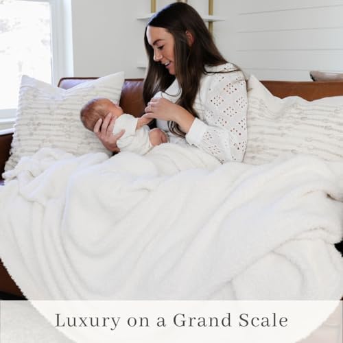 Image of Saranoni Bamboni Luxury Throw Blanket | Oversized Super Soft Plush Home Decorative Comfy Blankets for Couch or Bed | Ivory - X-Large 60 inch x 80 inch