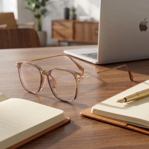 Image of Shiratori Square Blue Light Blocking Glasses for Women Men, Lightweight Frame Anti Eyestrain Computer Glasses