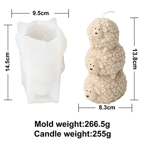 Xidmold 3D Stacking Sheep Candle Mould, Sheep Silicone Mould for Fondant Chocolate, Cake Decor, Candle, Soap, Polymer Clay - Image 2