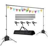 Trrose 6.5 x 10ft Backdrop Stand, Adjustable Photo Backdrop Stand for Parties, Weddings Birthday Video Studio Photography, Backdrop Stand Kit with 4 Spring Clamps, 2 Sandbags, 1 Carrying Bag.