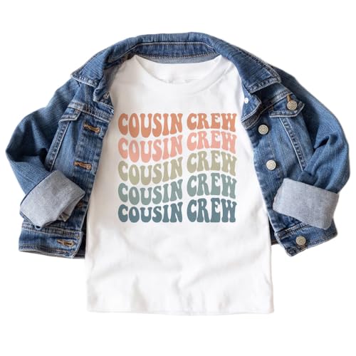 Groovy Wavy Stacked Cousin Crew Toddler Shirts - Matching Retro Shirts For Cousin - Cute Boys & Girls Natural Toddler Youth Graphic Tee2