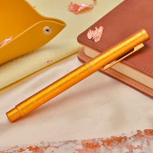 Image of Hongdian 1851 Forest Fountain Pen Golden Ice Flowers, Bent Nib Classic Design with Converter and Metal Pen Case