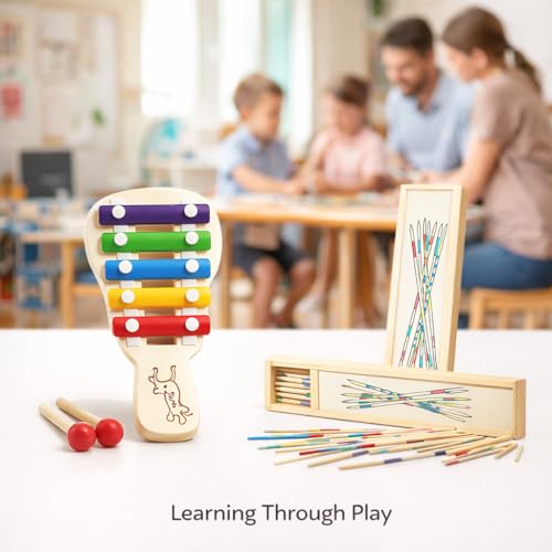 Image of Mikado - Wooden 31 Pickup Stick - Family Indoor & Outdoor Game - Hand Made Toy for Kids - Pack of One Pcs (Combo-7)