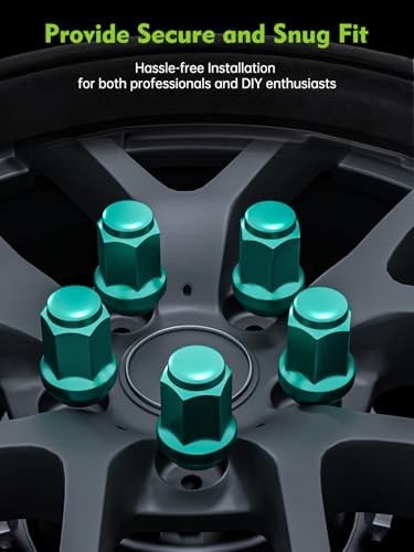 Image of AUTOPTIM M12x1.5 Lug Nuts - Replacement for 2006-2020 Ford Fusion 2000-2018 Focus, 2001-2023 Escape, 2003-2022 Honda Accord, 2006-2018 Civic Aftermarket Wheel, 3 /4 inch Hex 20PCS Green Short Tire Nut